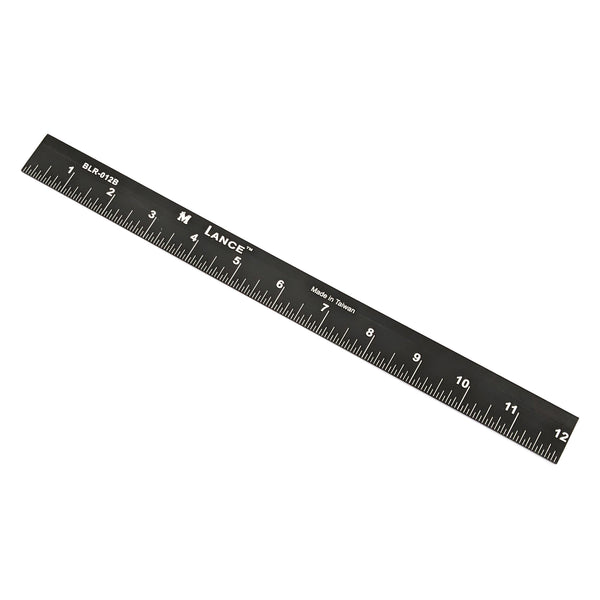 Lance Black Anodized Ruler with bottom edge left-to-right calibration
