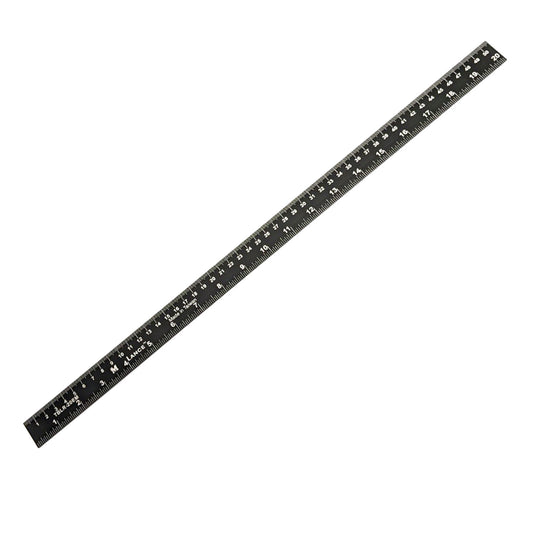 Lance Black Anodized E-Metric Ruler with inch and centimeter markings