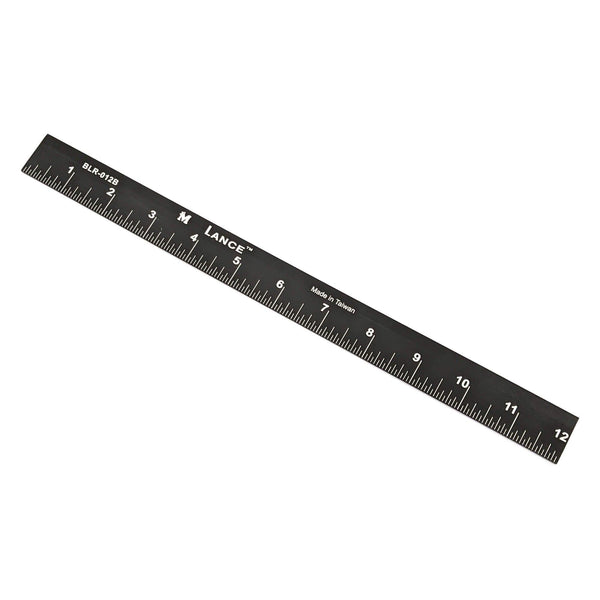 LANCE 12" BLACK ANODIZED LEFT/RIGHT BOTTOM EDGE RULE - Lance Rulers - Precision Measuring Tools