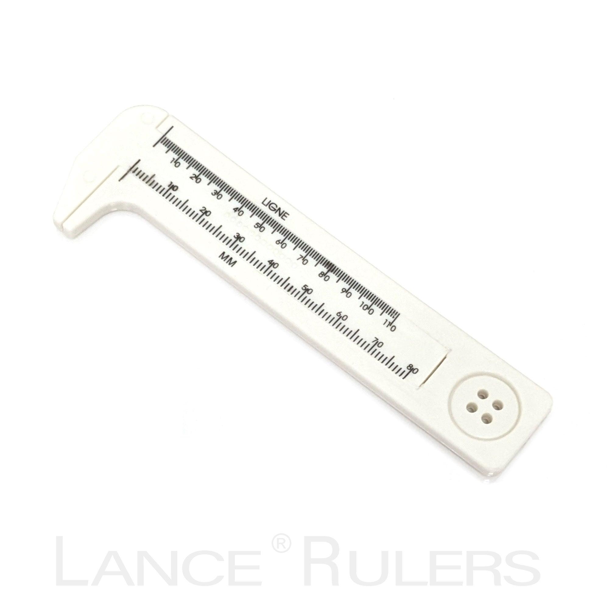 LANCE PLASTIC WHITE BUTTON/BEAD SLIDING GAUGE (SIZER) – Lance Rulers ...
