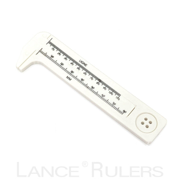 LANCE PLASTIC WHITE BUTTON/BEAD SLIDING GAUGE (SIZER) - Lance Rulers - Precision Measuring Tools